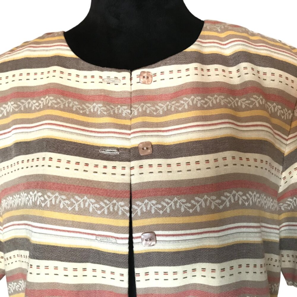 Alfred Dunner Striped Blazer, Vintage 80s Shirt Jacket Autumn Colors Size 8 - Picture 5 of 8